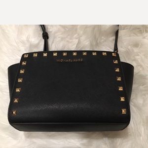 (SOLD)Black Studded Leather Michael Kors Selma Bag